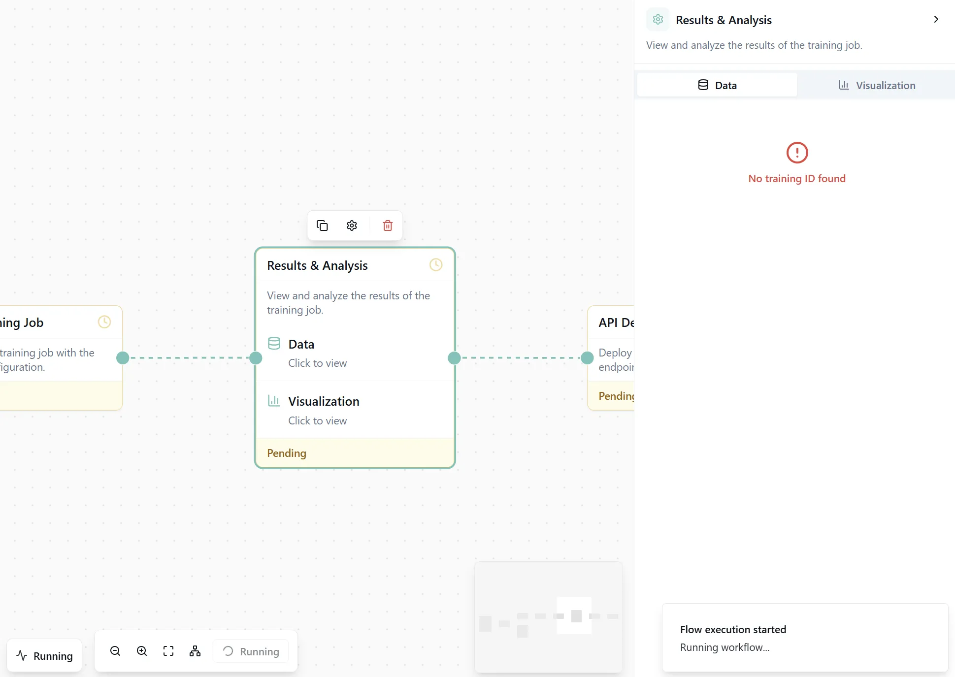 Complete workflow showing all nodes connected from data to results