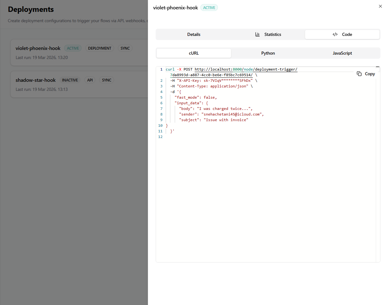 Deployment setup example